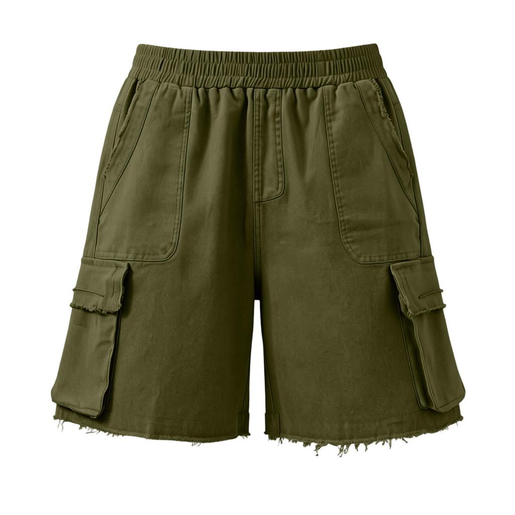 Women’s Relaxed Fit Cargo Shorts with Multiple Pockets and Elastic Waistband for Everyday Outdoor Activities