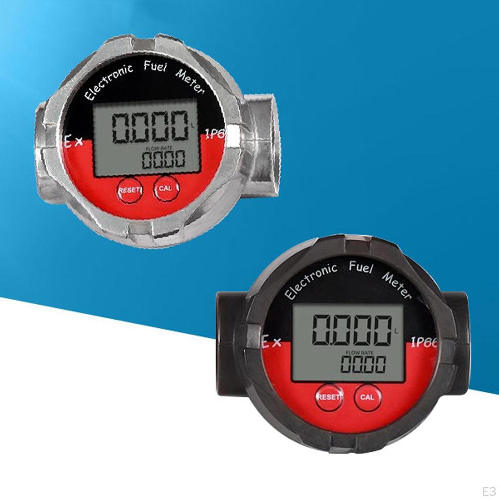 Flow Meter Turbine Digital LCD Display Multipurpose 1inch NPT Thread High Precision Oil