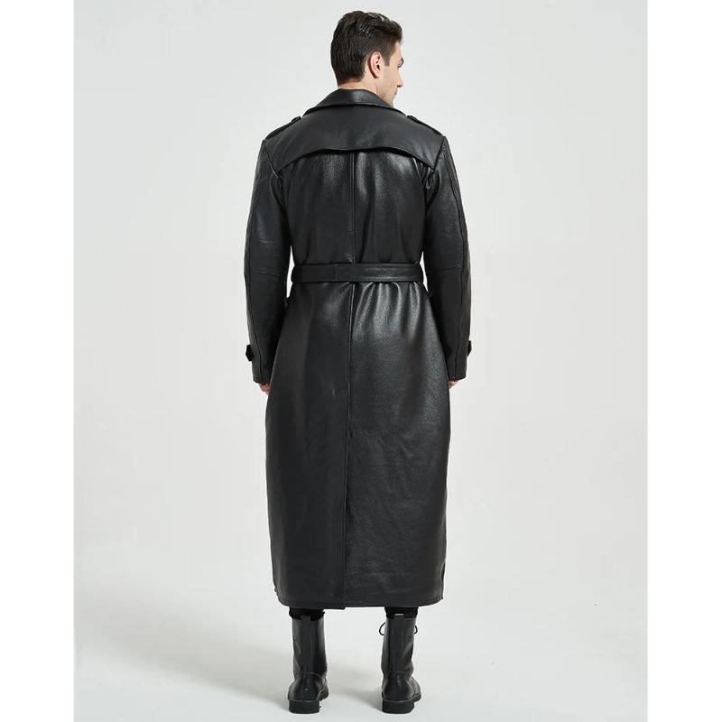 Veste En Cuir Long Style Caban Pour Femme - Again - Taille L/XL - Noir - Occasion En Très Bon état