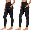 Women's High Waist Yoga Pants with Tummy Control, Push Up Effect, Hidden Waist Pocket, for Fitness, Yoga, Running, Black, Size S