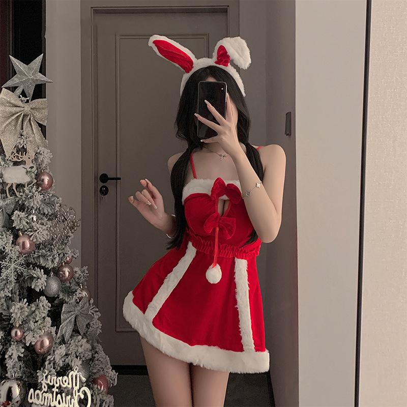 Women Christmas Dress Sexy Lingerie Santa Claus Cosplay Costumes Xmas Party Sexy Red Velvet Dress Christmas Underwear Nightwear