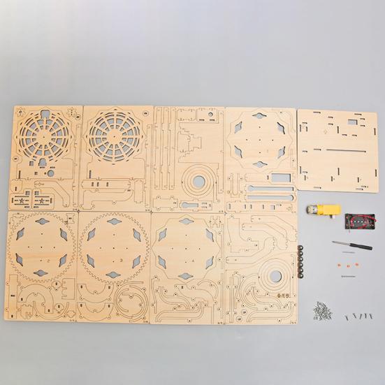 3D Wooden Track Battery Toy with Rolling Ball Puzzle Operated Electric Adults Kids DIY Handmade Puzzle STEM