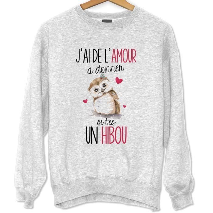 Sweat - Hibou - Unisexe - Humour Drôle - Manches Longues - Gris