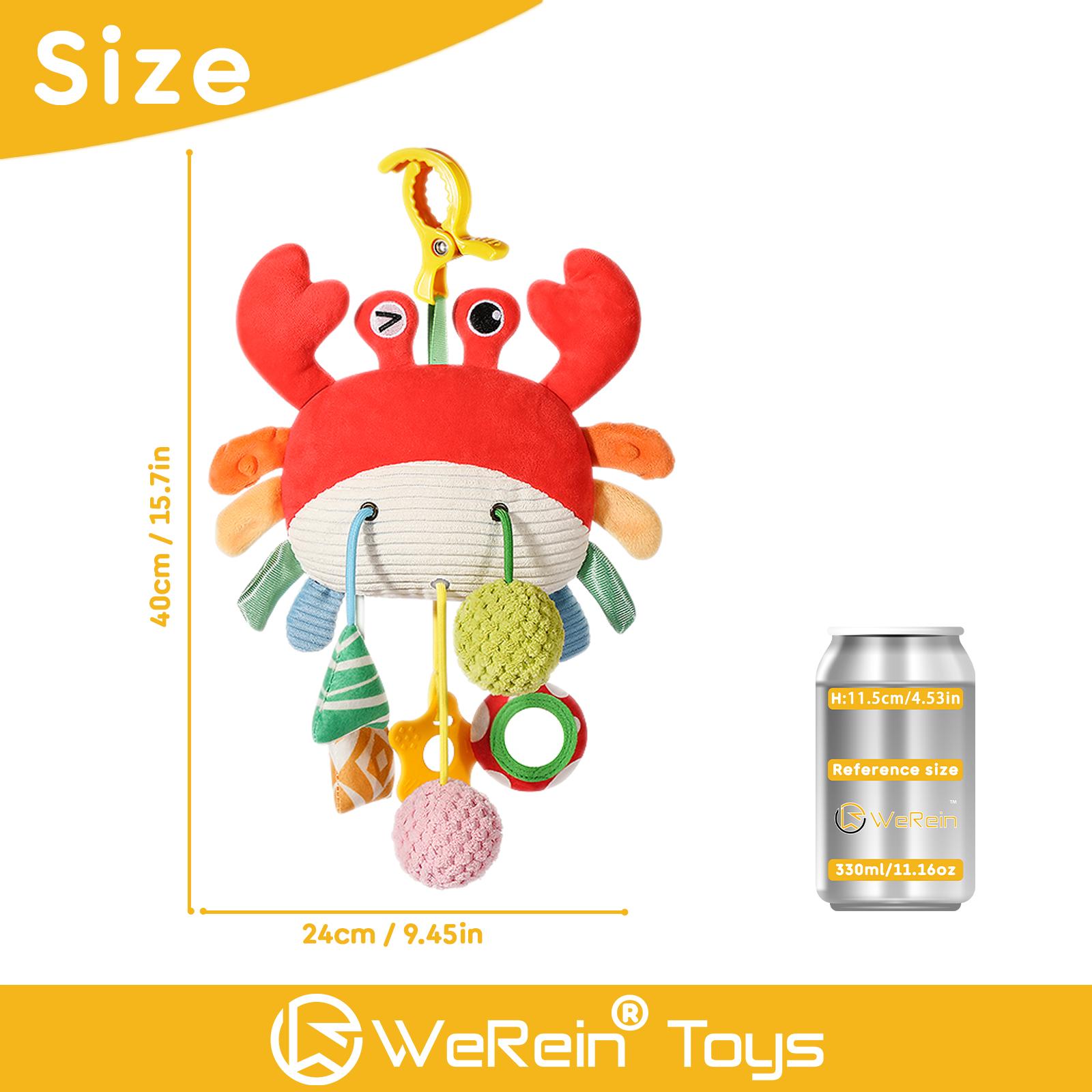 

Baby Animal Themed Teether Toy with Mirror Early Education Pull-out Design Cute And Interactive Bed Bell Mobile for Infants красный