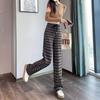 European and American Style Plaid Loose Wide-Leg Pants for Women - Autumn/Winter Collection