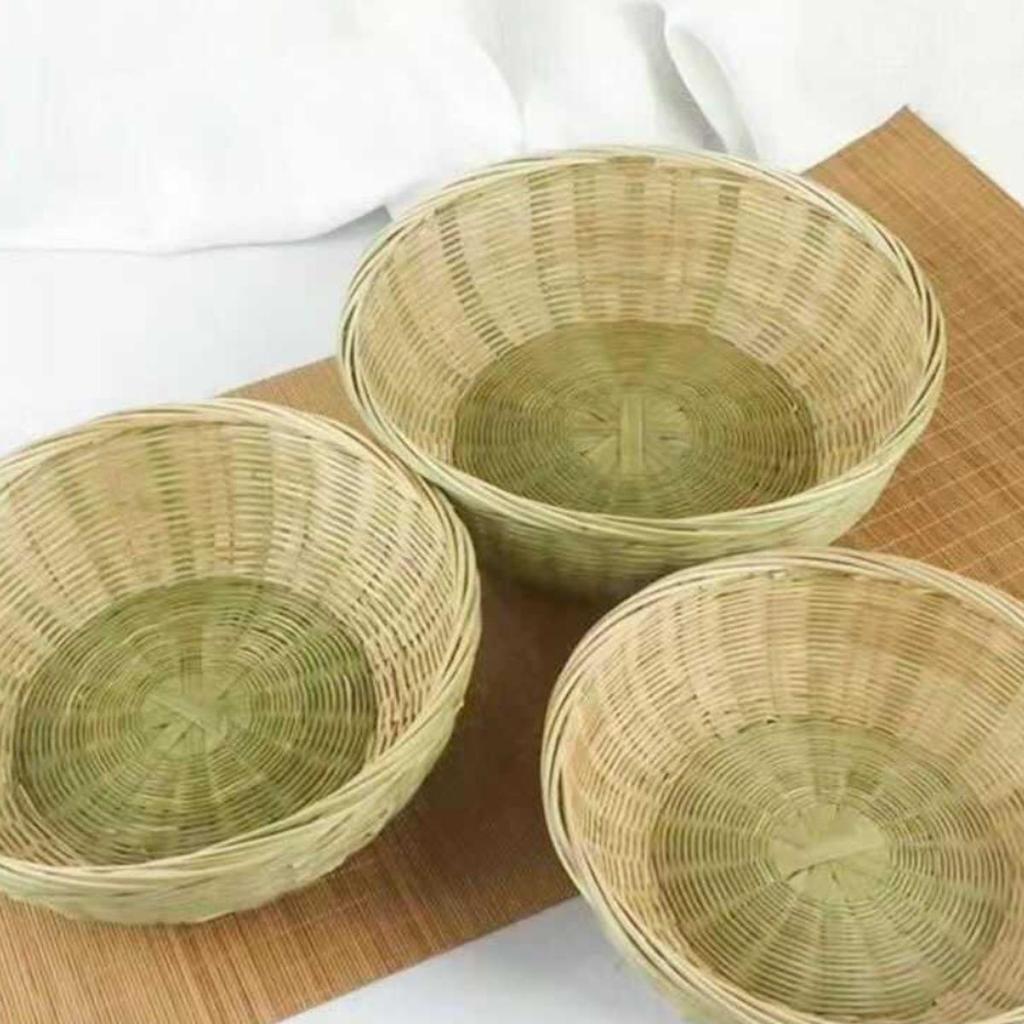 Bamboo Weaving Handmade Round Steamed Bun Basket & Sieve Basket