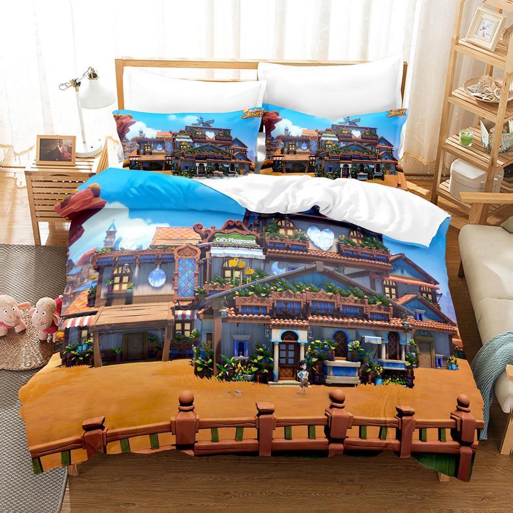 3D Druck Anime Spiel My Time at Sandrock Bettwäscheset Einzelbett Twin Full Queen King Size Bettset Erwachsener Kind Schlafzimmer Bettbezugsets