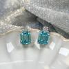 Sterling Aquamarine Stud Earrings Women 1.5ct Natural Gemstone Geometric Design Fashionable Office Jewelry