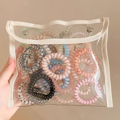 5Pcs Colorful Telephone Wire Hair Ring Girls Traceless Springs Elastic Hairbands For Women Headdress Hair Ties Rubber Bands