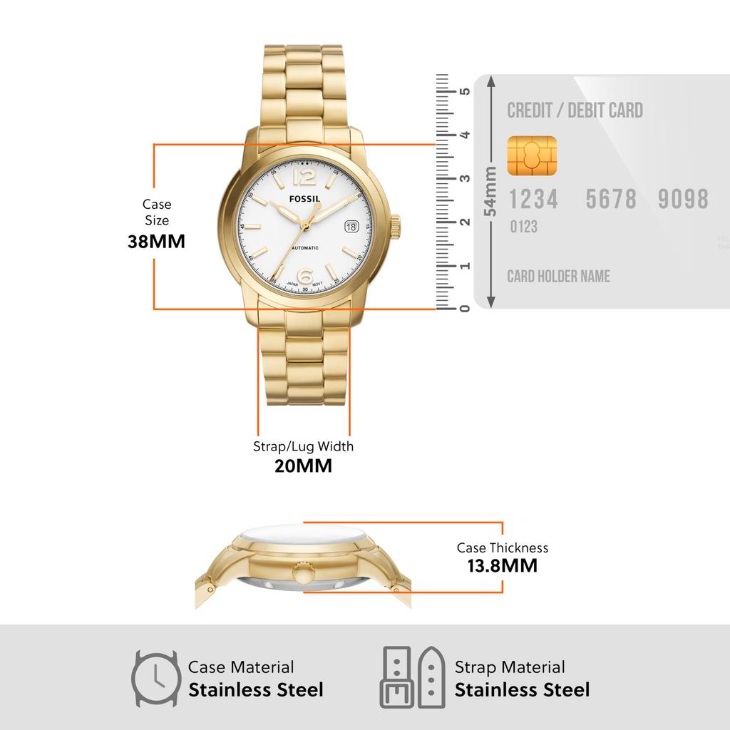 FOSSIL HERITAGE Automatic Stainless Steel Watch Gold-Tone