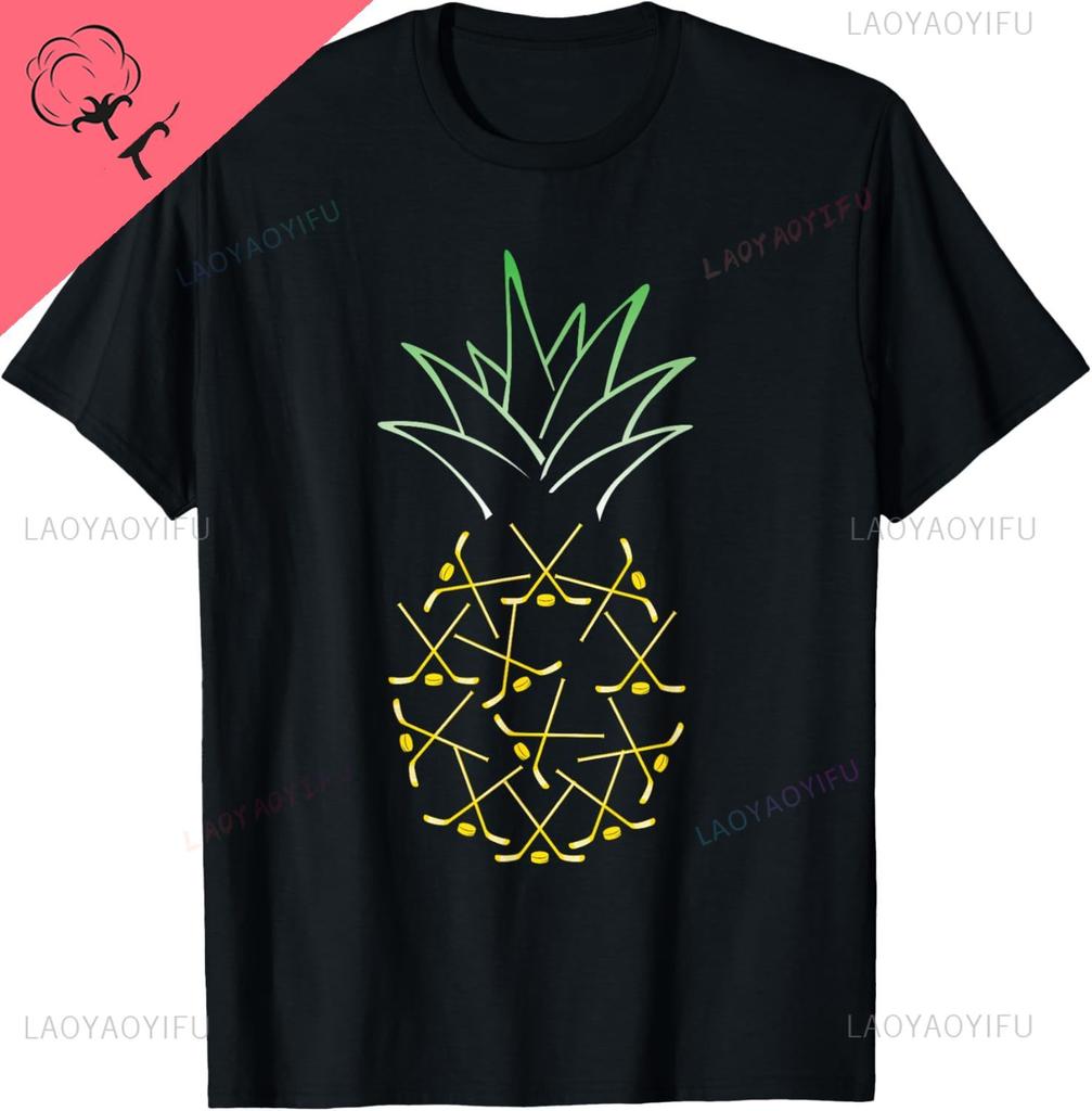Ice Hockey Shirt Funny Hawaii Summer Aloha Pineapple TShirt Custom Printed Graphic T Shirts Summer Tops