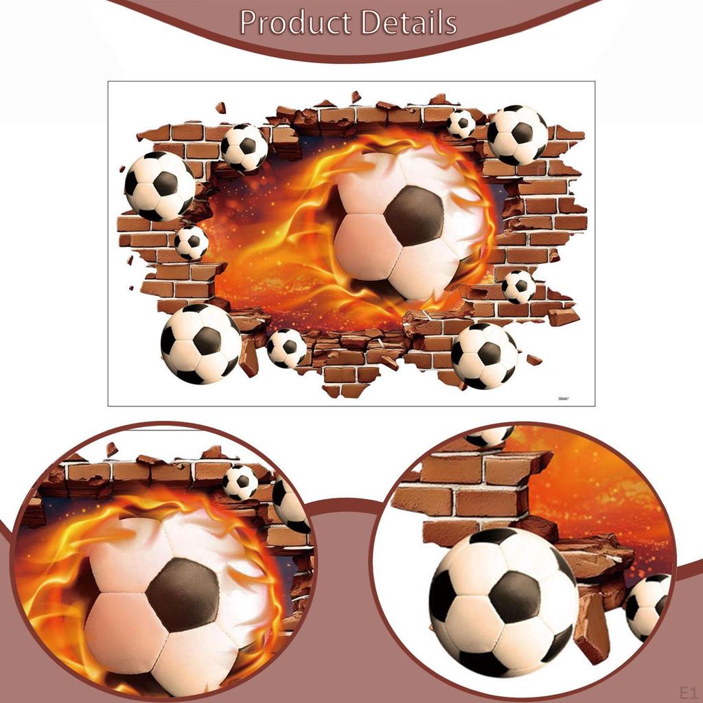Soccer Wall Sticker Removable Wallpaper Sport Artwork Mural Decal for Nurseries Living