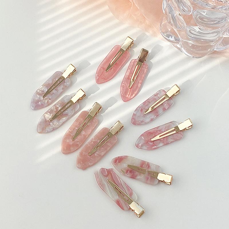2Pcs Korean Style Hair Styling Tool Simple Pink Seamless Hair Clip For Women Sweet Fresh Bangs Clip Duckbill Clips Hairpins