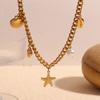 Fashionable and Retro Explosive Pendant Stainless Steel Plated with 18K Gold Ocean Style Pendant Side Chain Necklace for Women