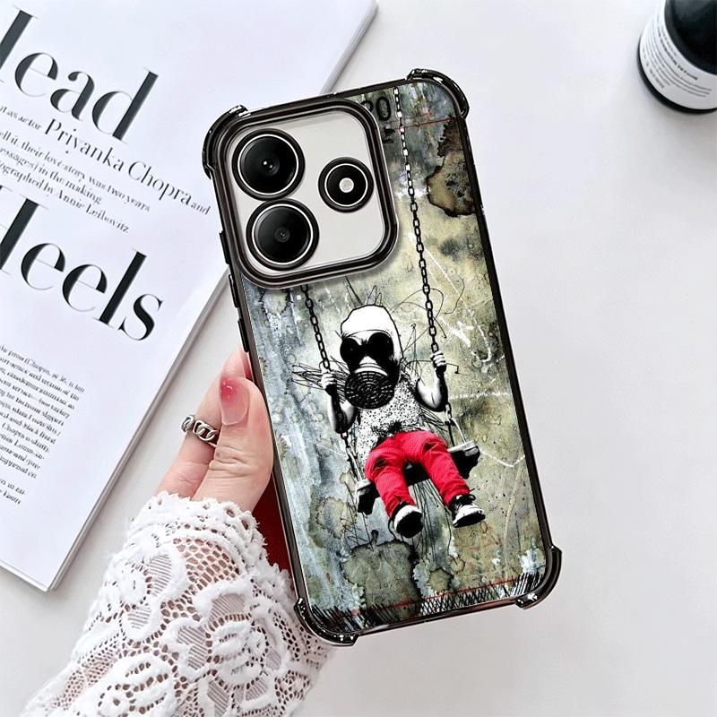 B-Banksy Art Graffiti Artist Plating Phone Case For Xiaomi Redmi Note 14 15 Pro Plus 13 12 11 11S 11T 10 9S 9 5G Anti-Fall Airab