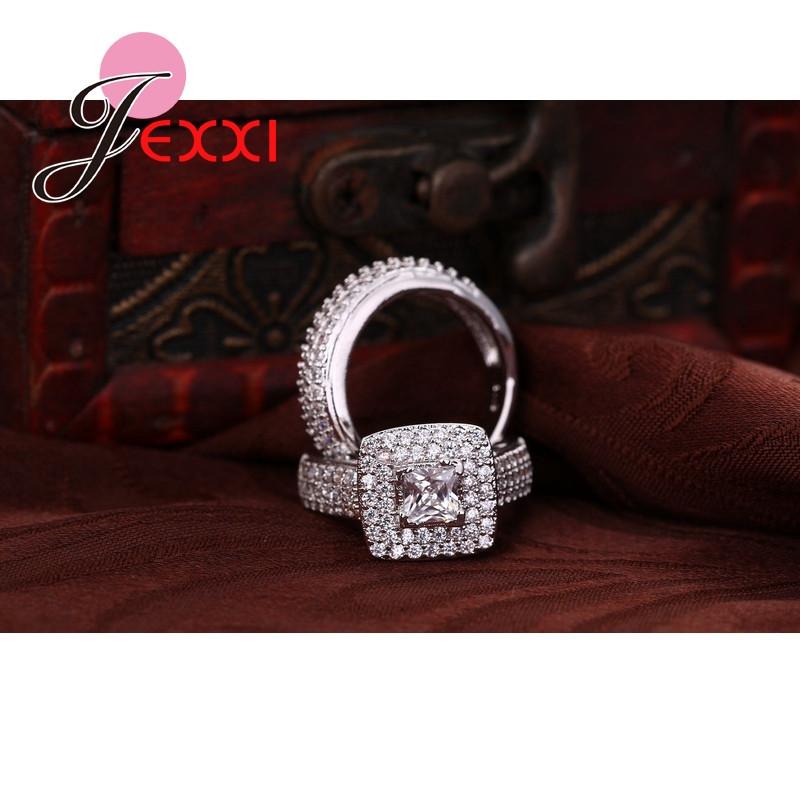 Classcial 925 Silver Wedding Ring Sets For Women Bijoux For Lady Vintage Luxury CZ Crystal Jewelry Accessories