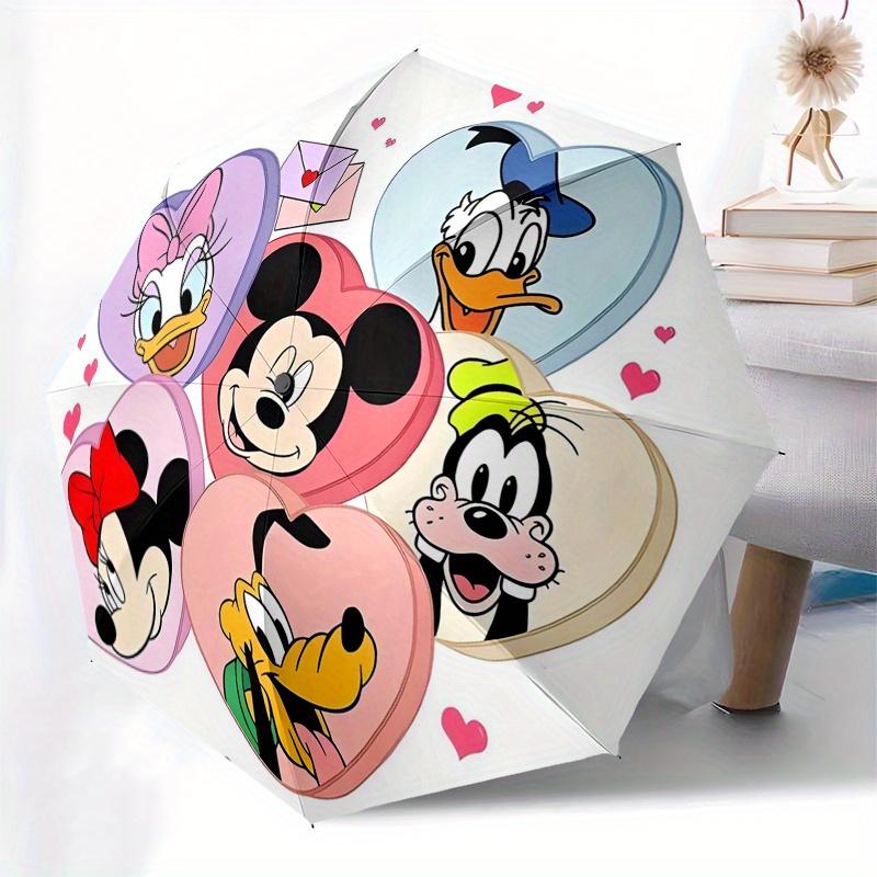 Mickey Mouse,Valentine's Day Automatic Umbrella - Tri-fold Portable Umbrella, Best Holiday Gift for Men and Women, Durable Iron Frame, Playf