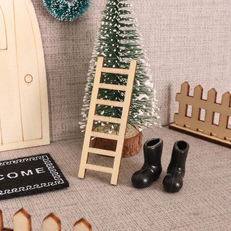 10PCS Christmas Genius Fairy Door Decorations Kit Magic Door for Wall Wooden Enchanted Genius Miniature Xmas Miniature Decor