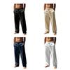 Men Casual Pants Drawstring Waist Pants Loose Fit Straight Leg Summer Trousers for Yoga Holiday Beach