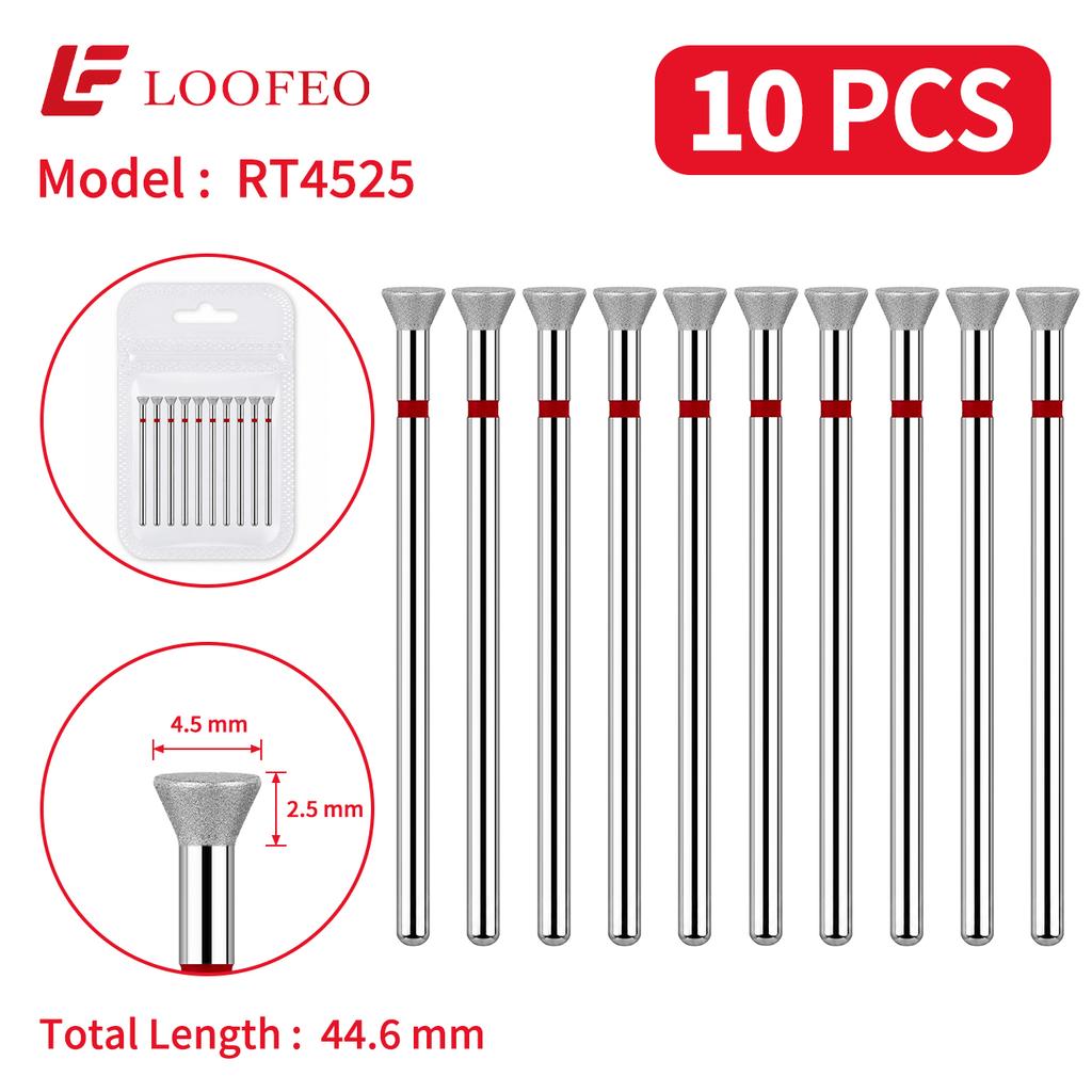 10PCS Diamond Nail Drill Bit Set Reverse Trapezoid 2.4/2.6/3/3.5/4/4.5mm Nail Milling Cutters Nail File Bit Sets for Nail Prep Nail Groove Cleaning