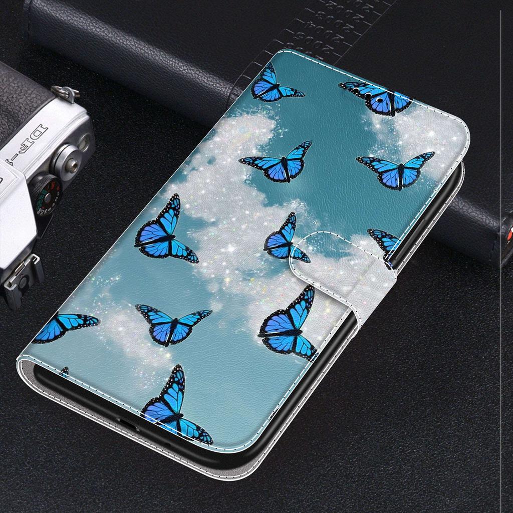 Luxury Painted Leather Case Wallet Book Style Protective Cover for Apple iPhone 16 15 14 13 12 11 Pro Max 16Pro 15Pro XR XS Max 7Plus 8Plus SE4