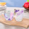 250/350ML Glass Cup Feather Design Double-layer Coffee Cup Clear Heat-resistant Glass Mug Household Office Exquisite Gifts Cups