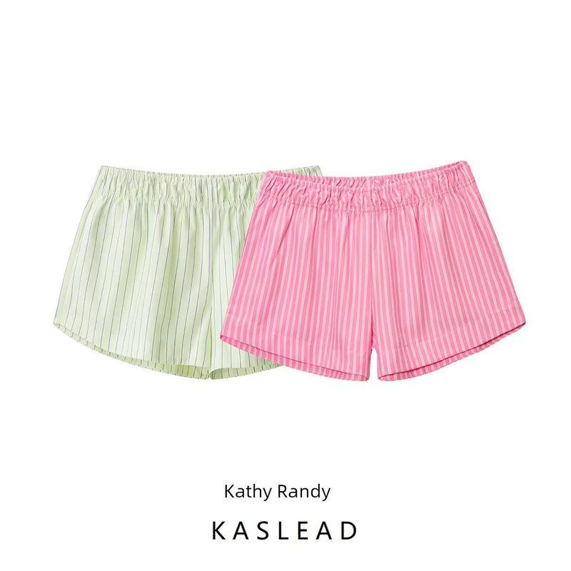 Kaslead New Arrival Women's Clothing Fashion Style Fashion Minimalist Stripes Poplin Shorts 3152439
