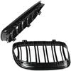 BMW Serie 3 E90 / E91 09-13 BERLINA / STATION WAGON griglie tra i fari (reni) set sinistra + destra DOPPIA BARRA NERA LUCIDA