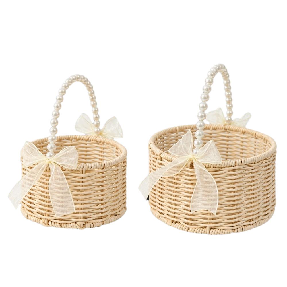 Natural-Looking Woven Flower Basket Artificial Flower Arrangement Basket Storage Basket  Photo Prop