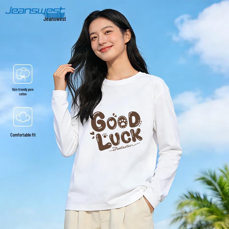 Jeanswest Women s Lucky Print Loose Fit Long Sleeve Cotton T-Shirt M