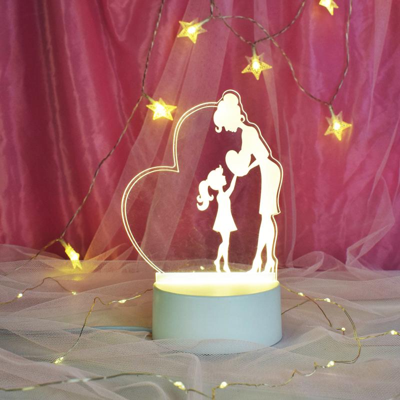 Customize Acrylic 3D Illusion LED Warm White Night Light for Living Room Kids Bedroom Decorative Lamp with USB Power
