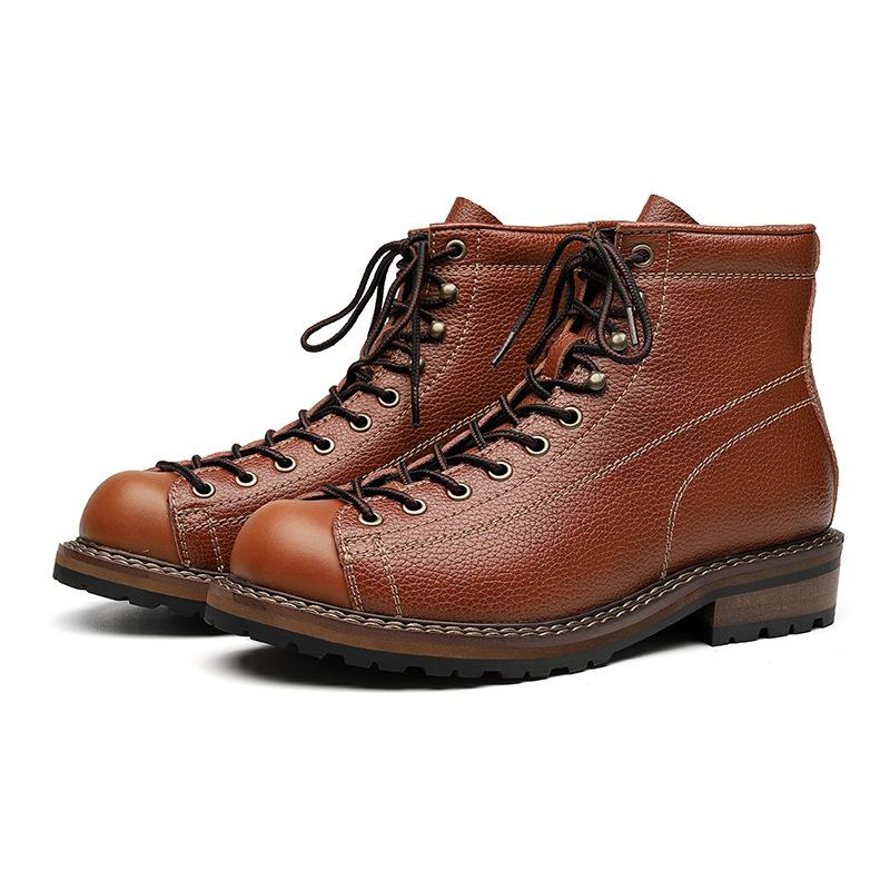 2025 New Retro Tooling Boots Men's High-top British Style Martin Boots Trendy Men's Leather Boots Spring and Autumn 8199-R