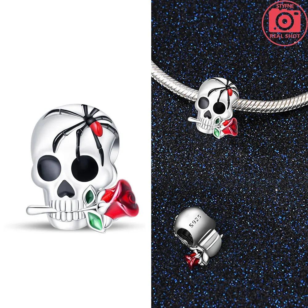 Halloween Skull Beads Silver Colors Charm Beads Fit Original Charms Bracelet Beads for Women Jewelry Making Gifts