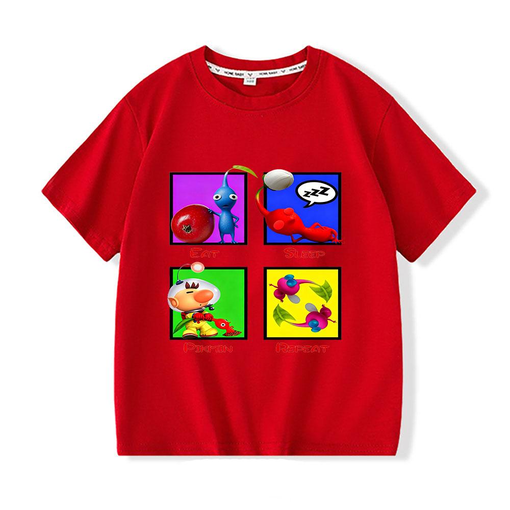 

Game Pikmin Cartoon Children s T-Shirt 100% Cotton Funny Casual Kids Tops Graphic Printing Tees O-Neck Short Sleeve Summer Wear 100 червоний