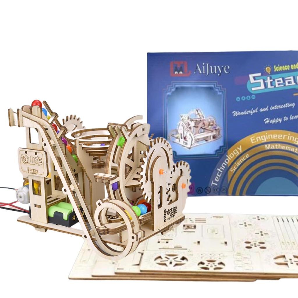 AIJUYE 3D Puzzle, Wooden Puzzle Toy, Wooden Puzzle, Electric Gear, Laser Assembly Kit, Educational Toy for Children and Adults, Assembly Machine