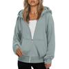 Women's Fashionable Loose Fleece Hooded Casual Cardigan With Zipper Sweatshirt