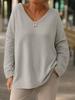 Casual V-Neck Long Sleeve Loose Pullover Mesh Fabric Multicolour Womens Top Sweatshirt Comfortable Fit Trendy Style for Daily & Casual Outfits