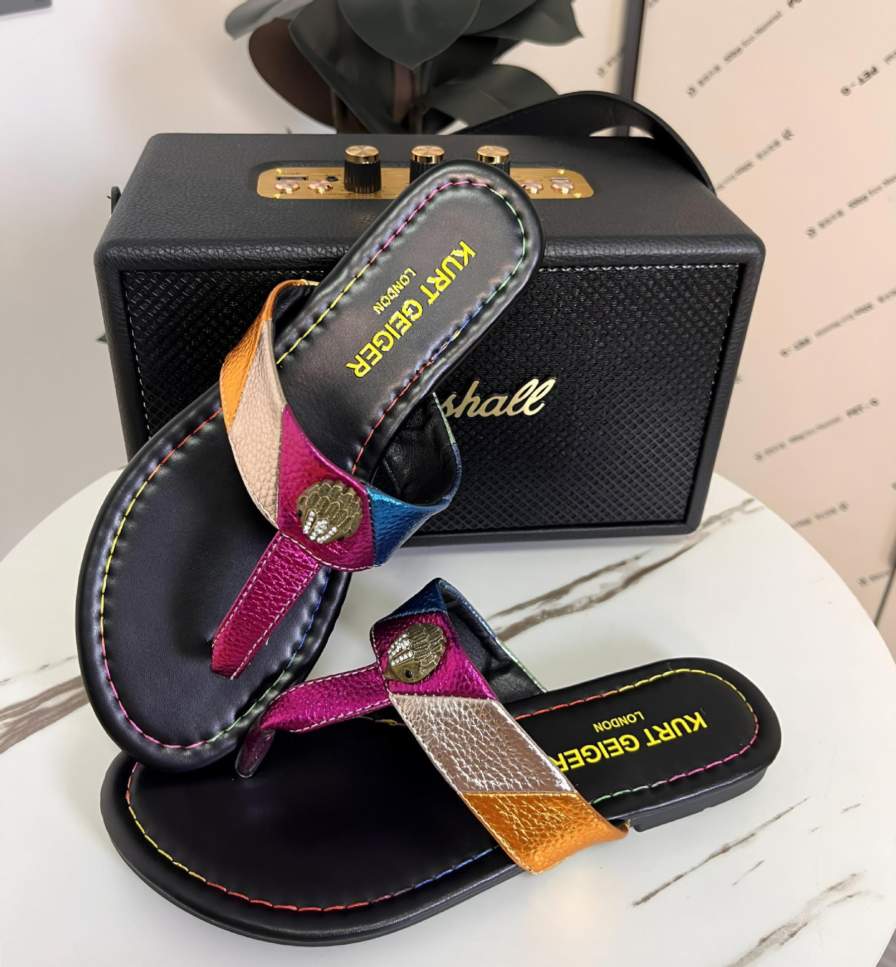 

South East Asia Fashion European and American Hardware Diamond Jewelry Women Sandals Spot Eagle Head Flip-flops Sandals 36 разноцветный