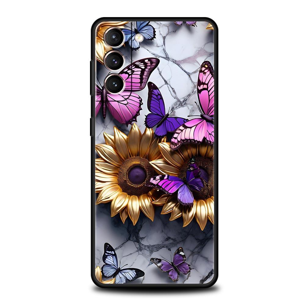 Fashionable Butterfly Flower Pattern Phone Case for Samsung Galaxy S26 S25 S24 S23 S22 S20 S21 FE Ultra S25 Edge Plus Soft TPU