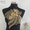 Golden Yellow I Gold Thread Embroidery Mesh Beads Single Flower Sewing Decoration With Clothing Collar Accessories Lace Accessories