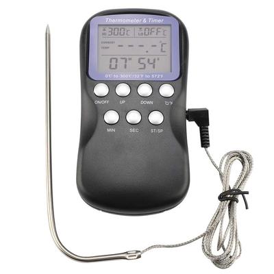 Zerodis Digital Thermometer with Dial for Cooking, Heat-Resistant Stainless Steel Sensor, 24-Hour Timer, BBQ Alarm Function, Built-in Food