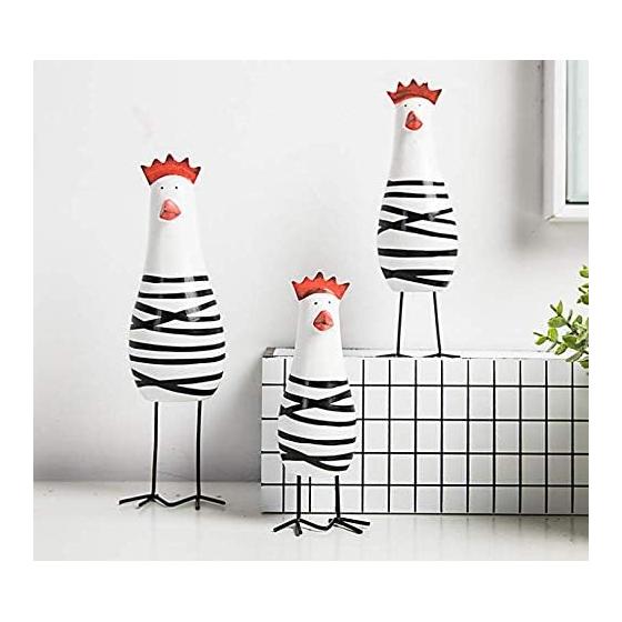 YISHUI Chicken Figurine Scandinavian Goods Cute Chicken Interior Decoration Wooden Set of 3 HP0115