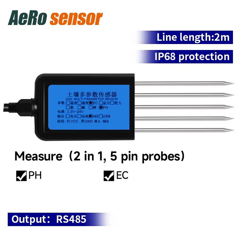 7 In 1 Soil Sensor Moisture Temperature Humidity EC pH NPK 4-20mA 0-5V RS485 Modbus High Precision Agriculture Soil Tester