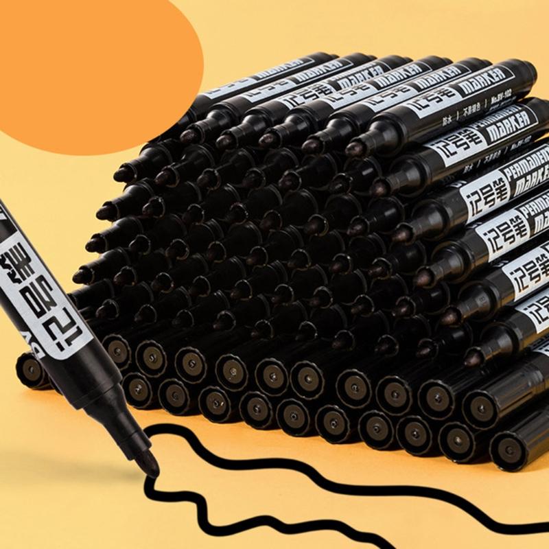 Permanent Marker Medium Point Black/Red/Blue Office Stationery Marking Writing Tool for Plastic Canvas Glass Mugs 10 Set