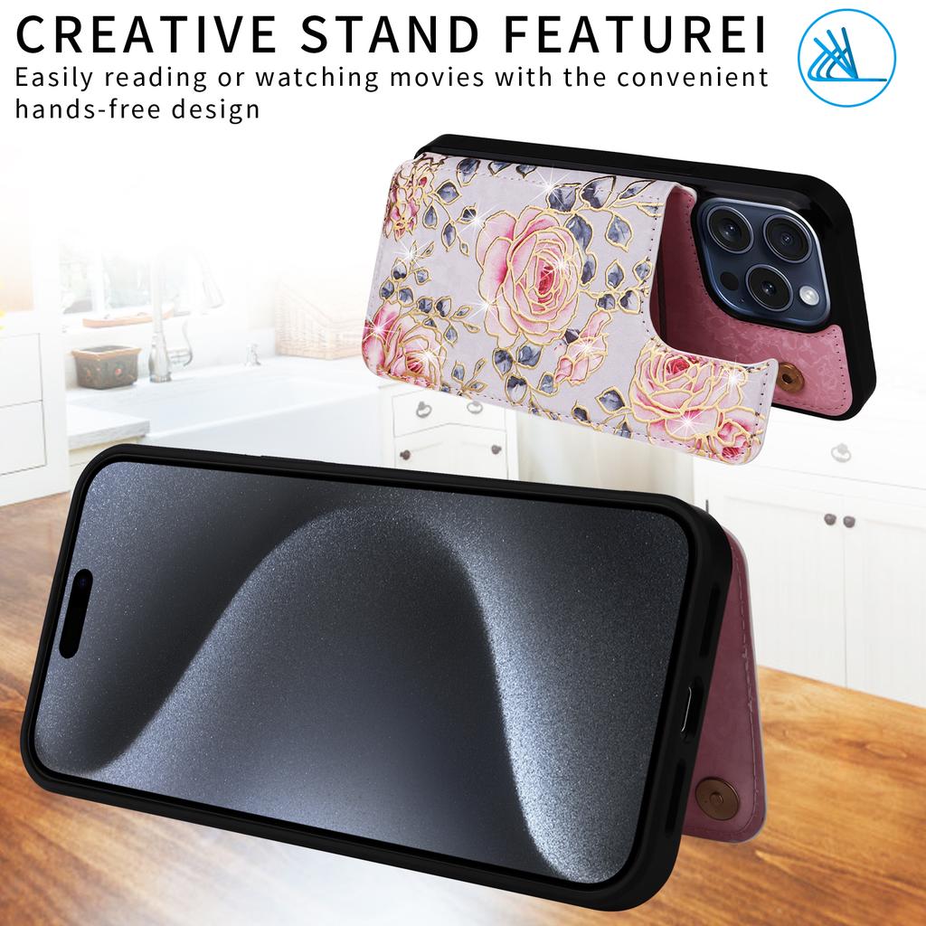 For iPhone 15 Pro Case Kickstand Drop Protection Shockproof Phone Shell