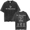 2026 New Retro Pop Song Inspired Print Washed Cotton Tshirt Casual Streetwear Top