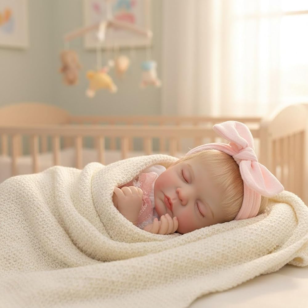Cloveray 22-Inch Reborn Baby Doll Cute Handmade Realistic Newborn Doll with Changeable Clothes for Collectors and Gifts