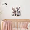 Healing Style Rabbit Wall Decoration Cartoon Sticker for Kids Room, Waterproof PVC Bunny Decal, Removable Animal Art Peel And Stick Decor Nursery