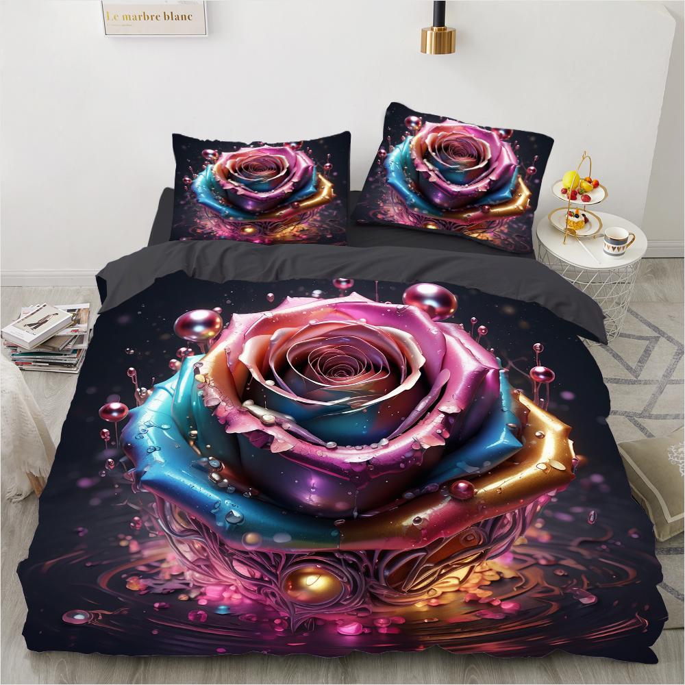 Rose Black Series Bedding Set Famous Anime Duvet Cover Sets Comforter Bed Linen Twin Queen King Single Size Dropshipping Gift