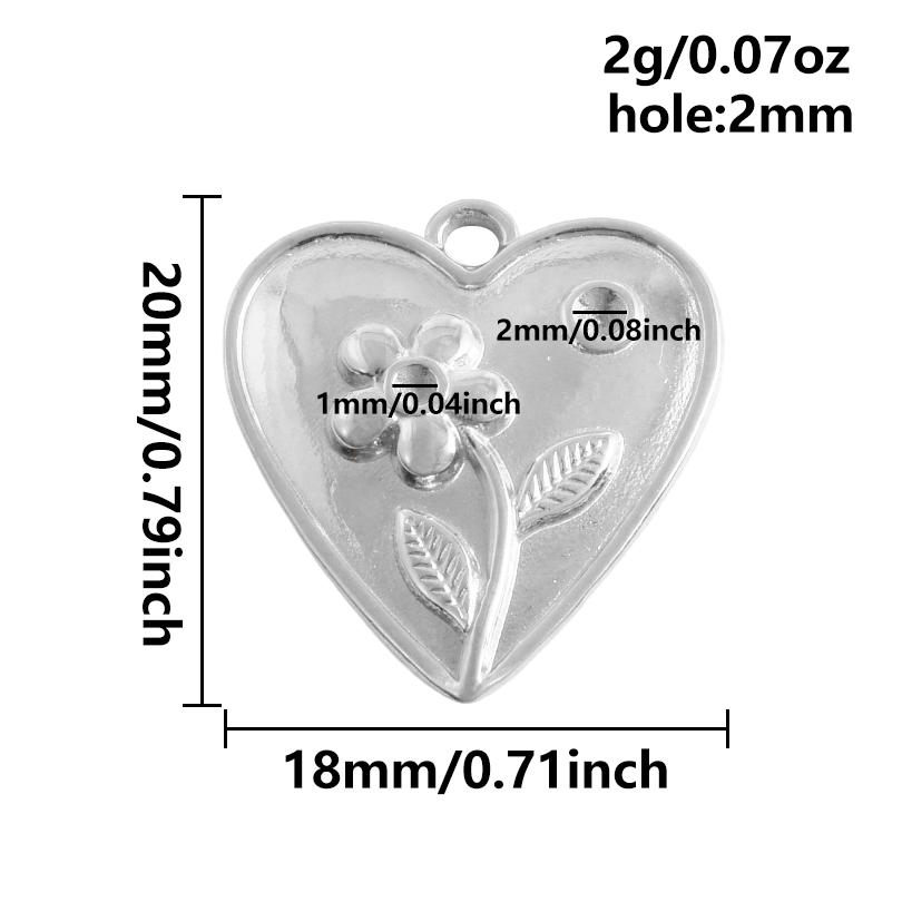 6pcs High Quality Assorted Stainless Steel Heart Charms For Jewelry Making Bracelets Keychain Pendant DIY Women Men Pendant Bulk